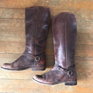 Distressed Frye Ridding Knee High Boots
